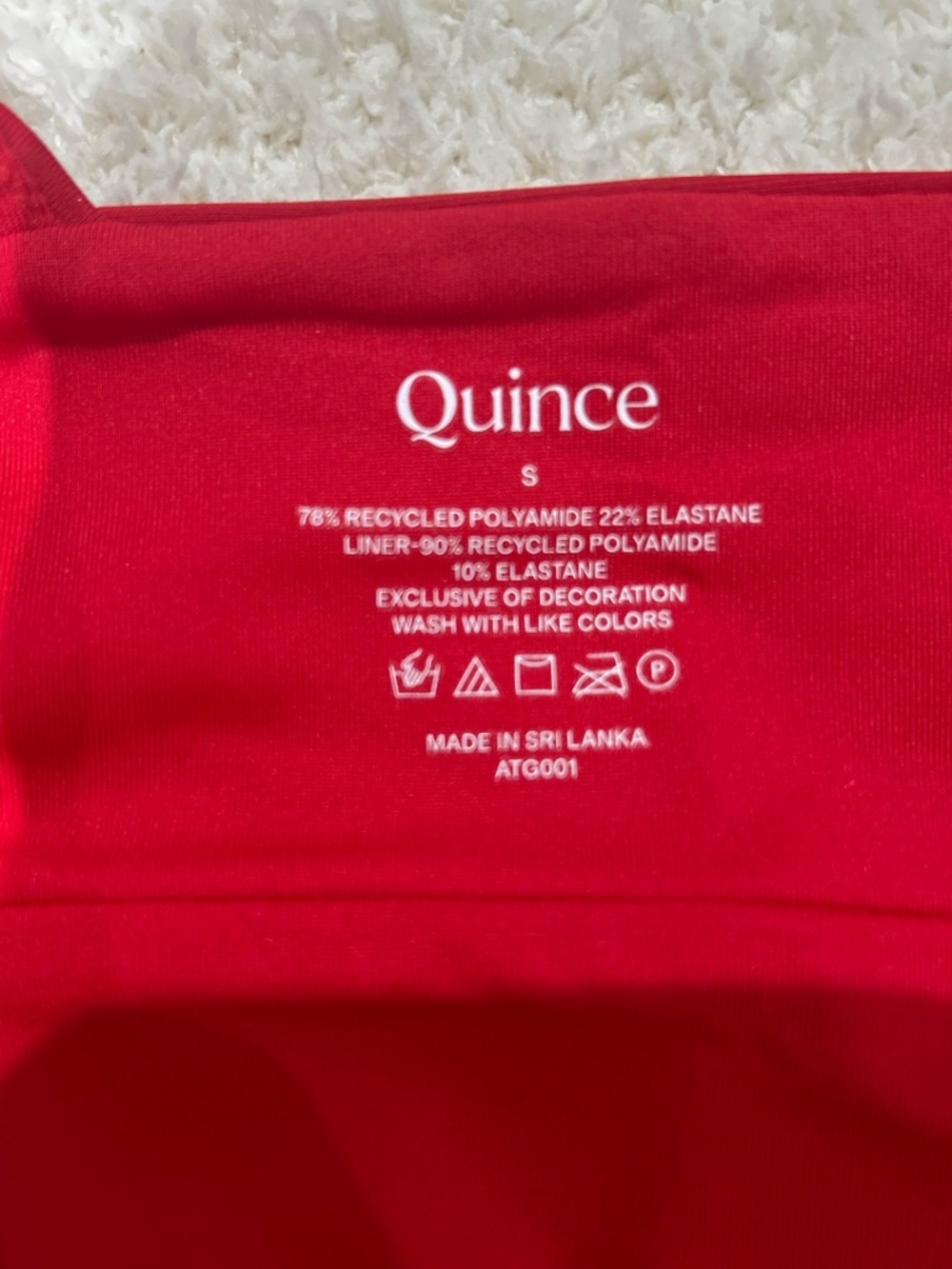 Quince Italian Plunge Cherry Red One-Piece Swimsuit Size S NWT Timeless Classic - Picture 2 of 4